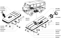 Топливные баки УАЗ-3741, УАЗ-3962, УАЗ-3909, УАЗ-2206, УАЗ-3303