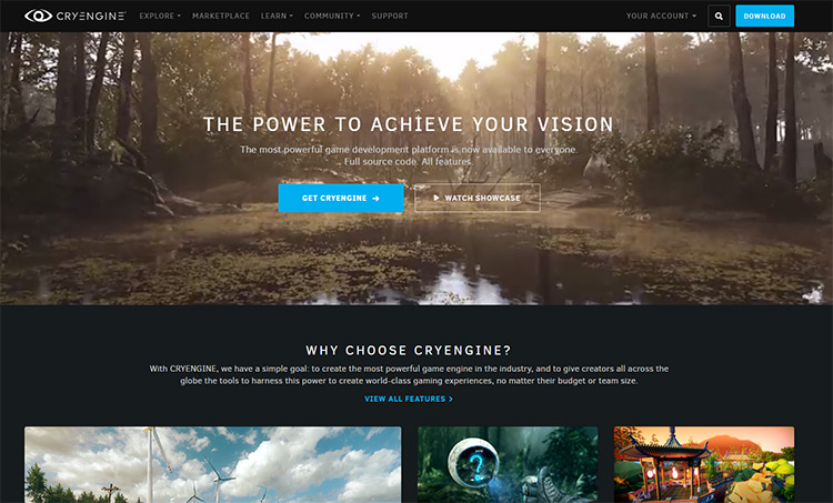 CryEngine homepage