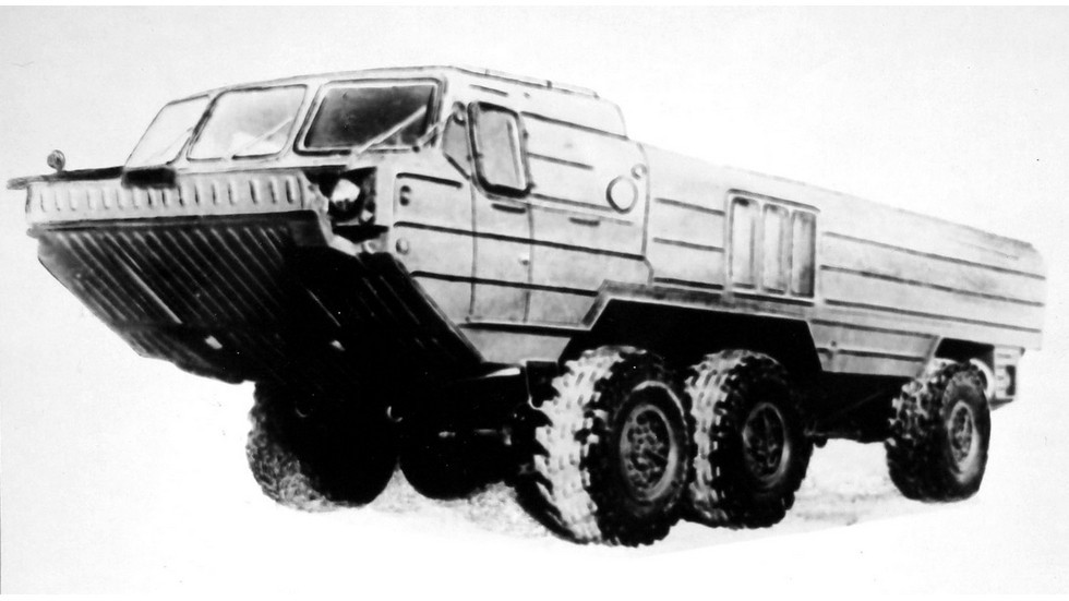 Трехосный прототип БАЗ-5947 c одиночным задним мостом. 1979 год (из архива 21 НИИЦ)